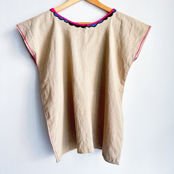 Vintage Ethnic Embroidered Short Sleeve Top S - Picture 3 of 3